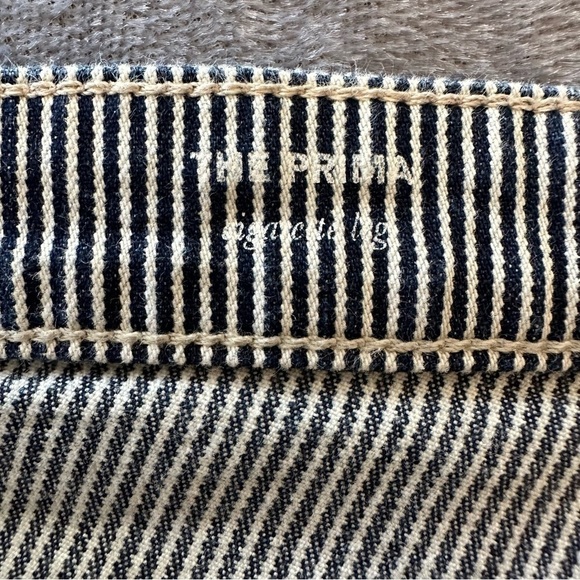 AG Adriana Goldschmeid Navy Blue & White The Prima Striped Cigarette Leg Jeans - Picture 9 of 14